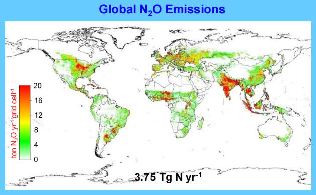 北卡州立大学利用统计模型测算全球一年期间的N2O排放