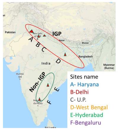 南亚的恒河平原（Indo-Gangetic Plains, IGP）是科学家关注的氮排放热点区域