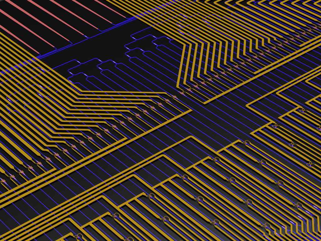 麻省理工学院为使用光执行神经网络计算而设计的光子芯片上的图案